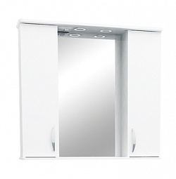 Зеркало "Астра" 80 см 2 шкафа по бокам, свет, выкл., розетка белое<br>