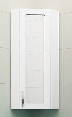 Шкаф навесной 30 см угловой с зеркалом левый  белый<br>