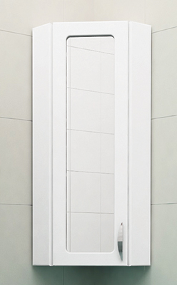 Шкаф навесной 30 см угловой с зеркалом правый белый<br>